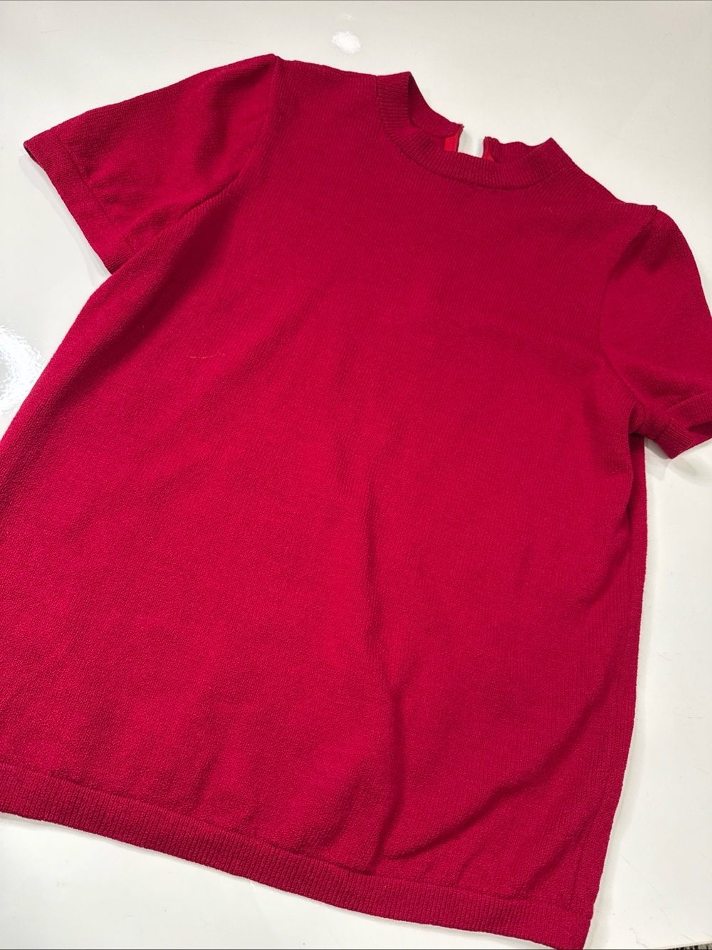 St. John Red Santana Knit Top High Neck Wool Blend Womens Sz 6 A020926